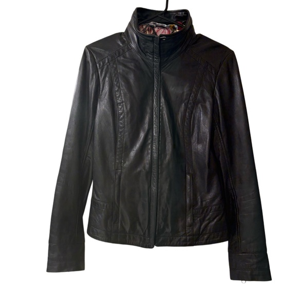 Ted Baker Women’s Black Leather Motorcycle Jacket!! - Picture 2 of 10